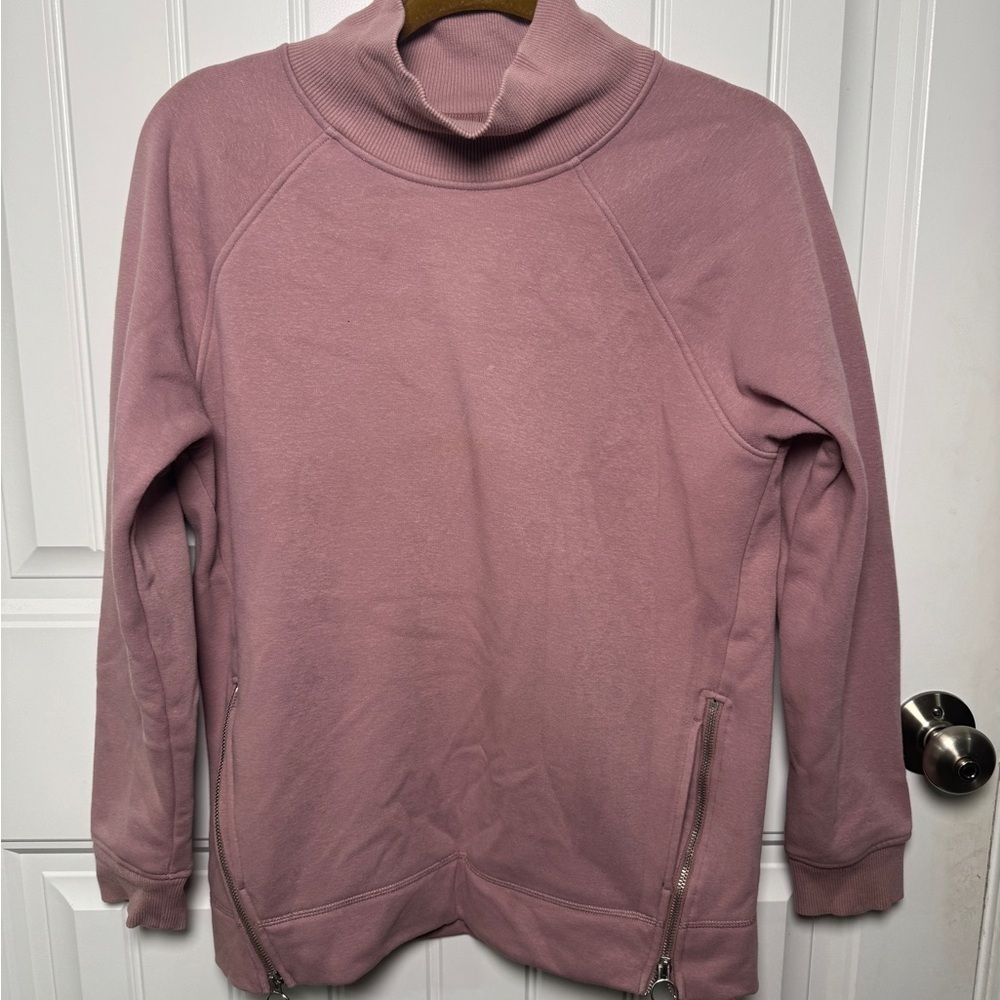 Athleta Mauve Cozy Karma Side Zip Funnel Neck Sweatshirt - Picture 2 of 6